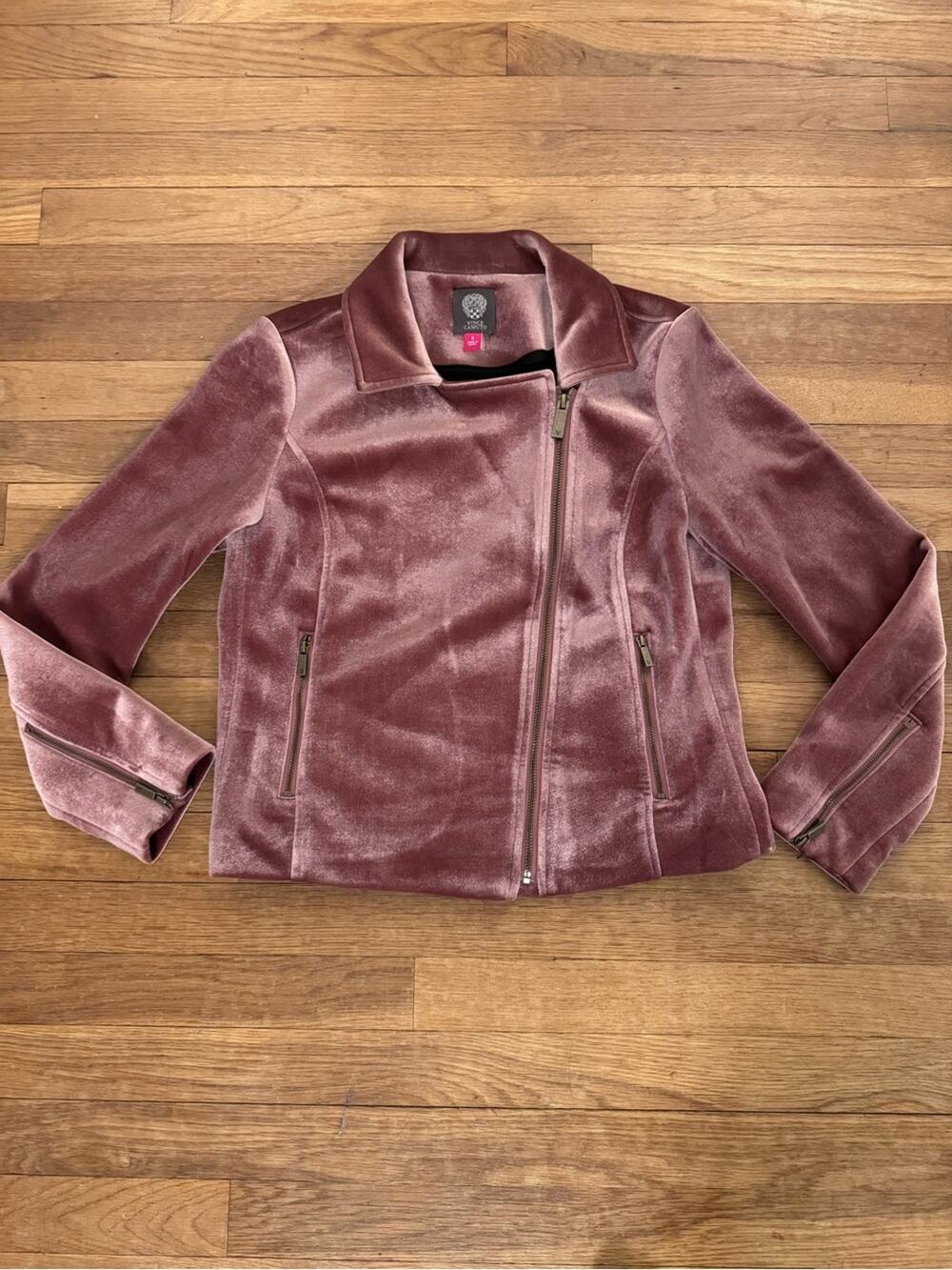 Vince Camuto Women's Rose Pink Velvet Moto Jacket - Size S
b22